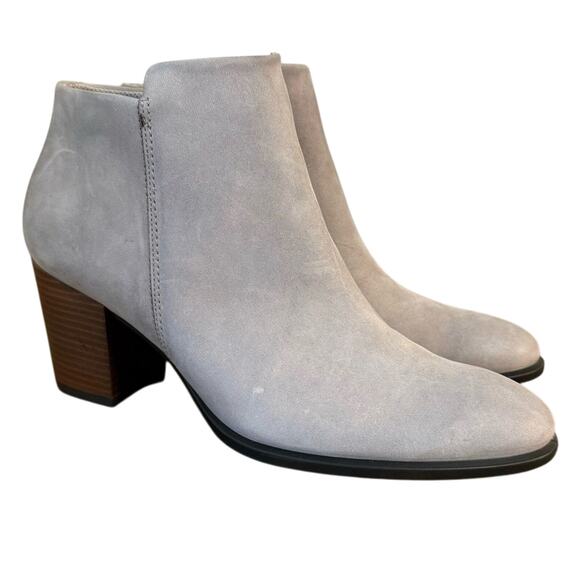 Ecco Women’s Shape 55 Suede Leather Healed Bootie Boots Moon Rock Gray Size 41 - Picture 2 of 9